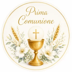 Cialda per Torta Personalizzata Rotonda Prima Comunione (IMG 1)
