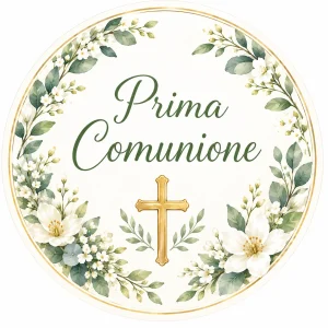 Cialda per Torta Personalizzata Rotonda Prima Comunione (IMG 2)