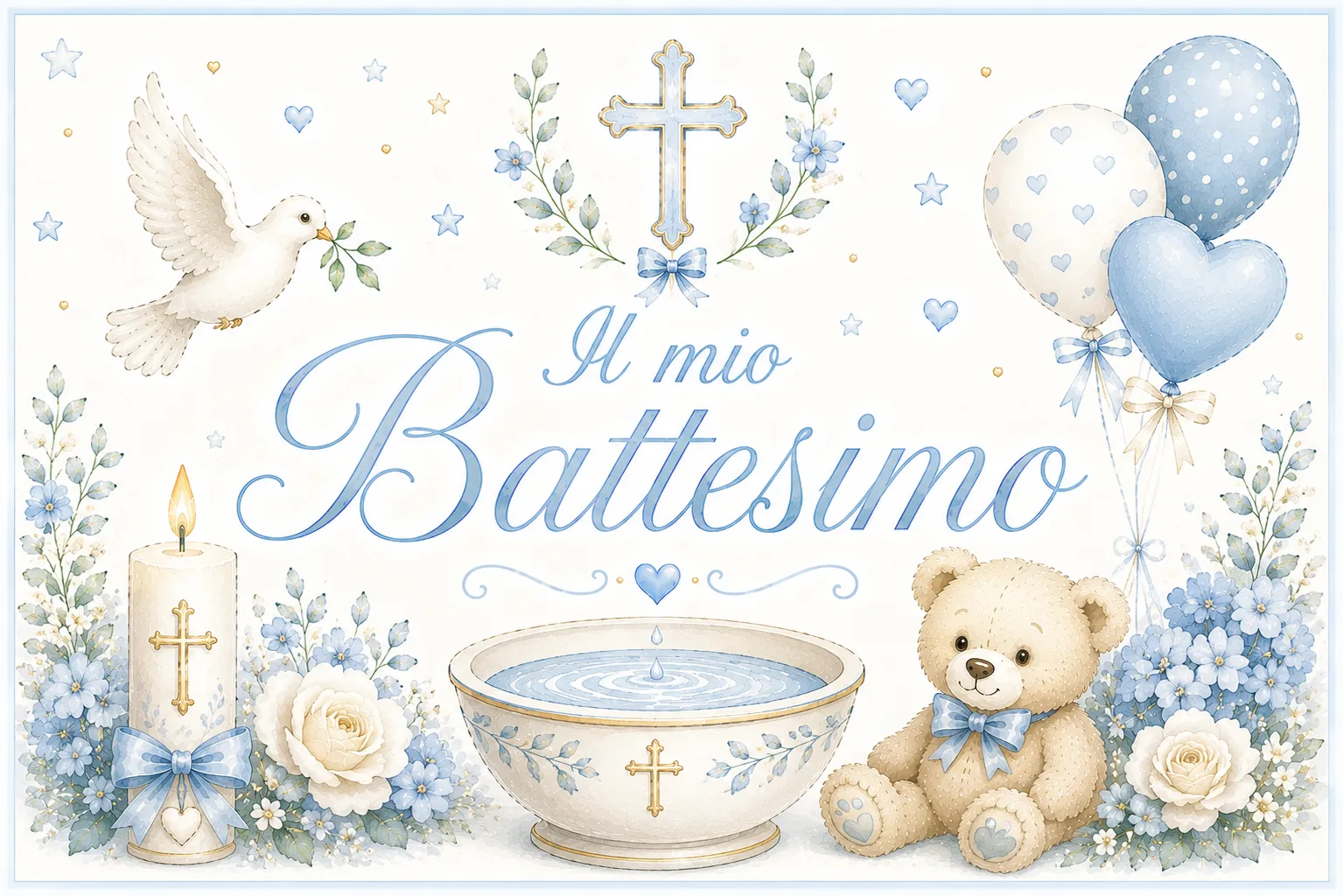 Cialda per Torta Personalizzata Rettangolare Battesimo (Img 1)