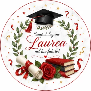 Cialda per Torta Personalizzata Rotonda LAUREA (Img 1)