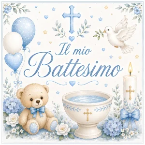 Cialda per Torta Personalizzata Quadrata Battesimo (Img 1)