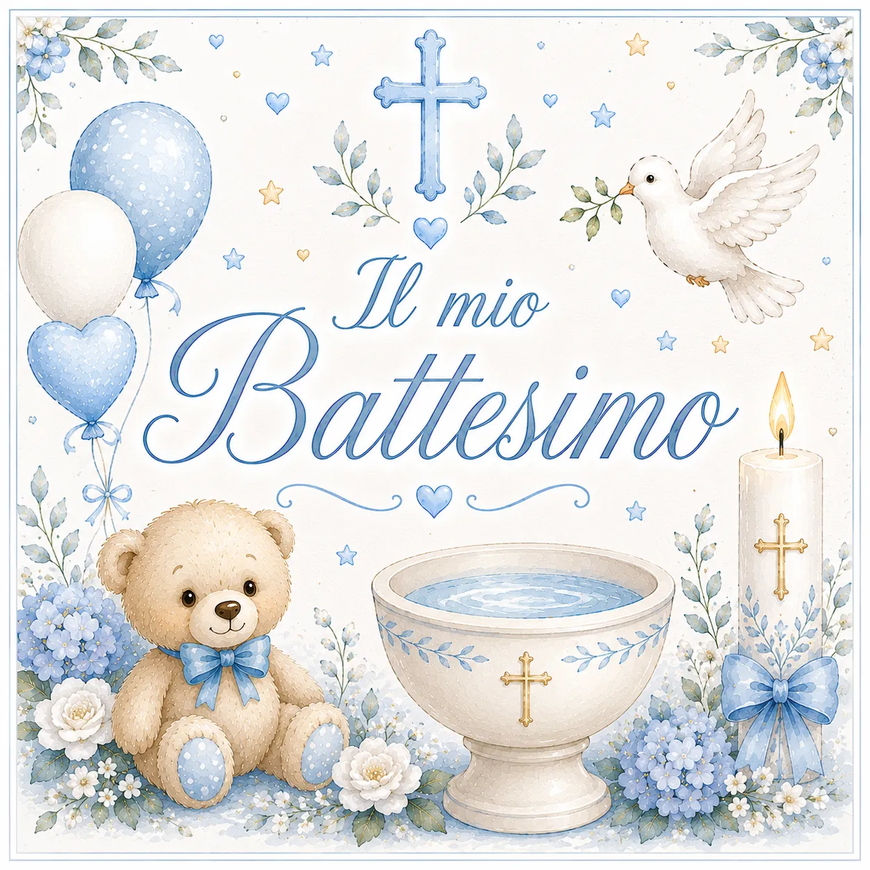 Cialda per Torta Personalizzata Quadrata Battesimo (Img 1)