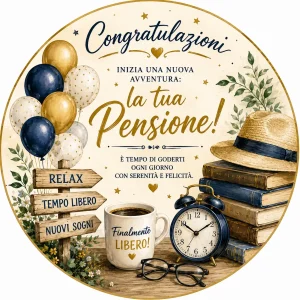 Cialda per Torta Personalizzata Rotonda PENSIONE (Img 1)