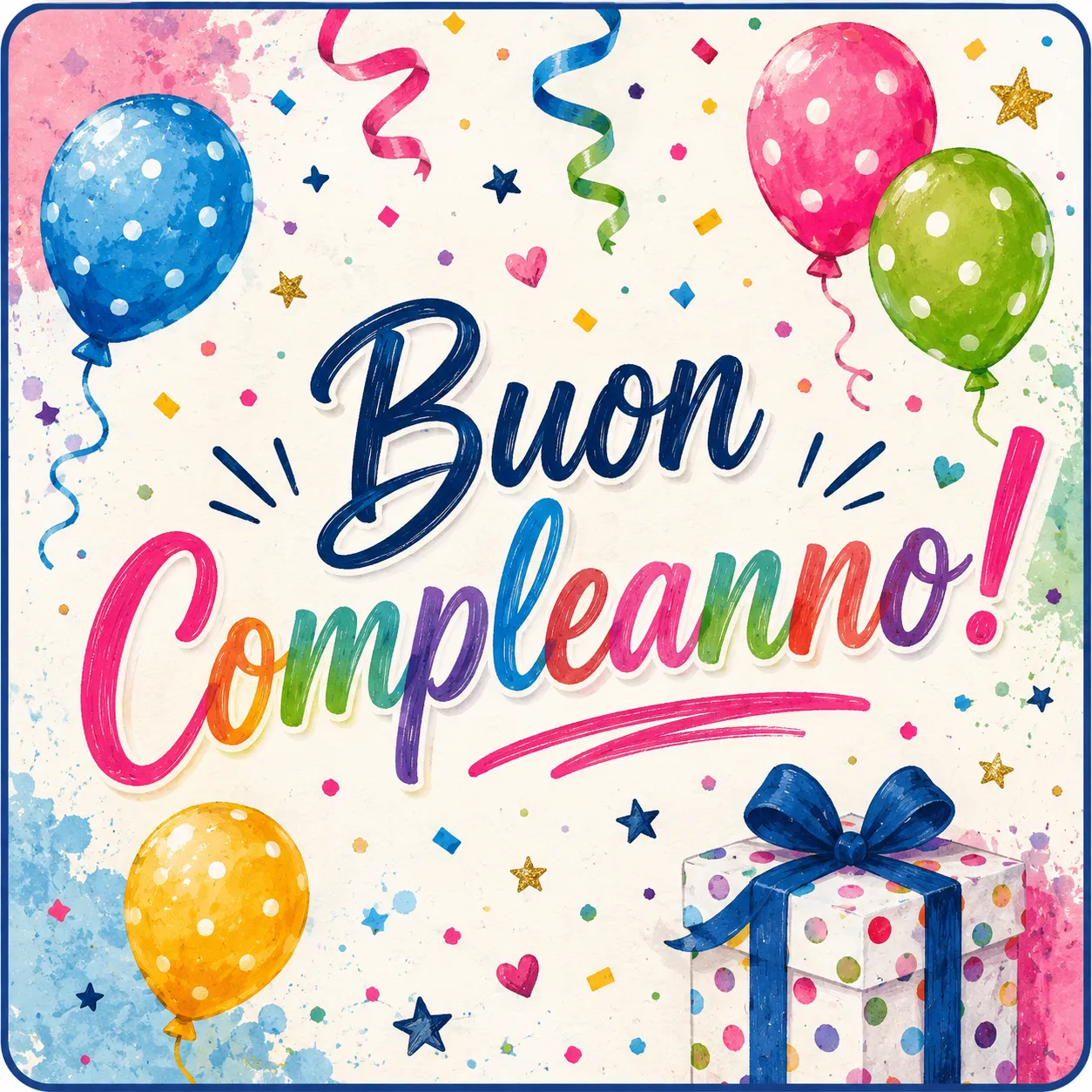Cialda per Torta Personalizzata Quadrata BUON COMPLEANNO (Img 2)