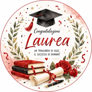 Cialda per Torta Personalizzata Rotonda LAUREA (Img 2)