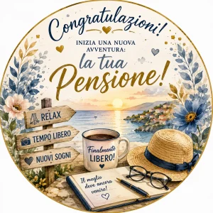 Cialda per Torta Personalizzata Rotonda PENSIONE (Img 2)