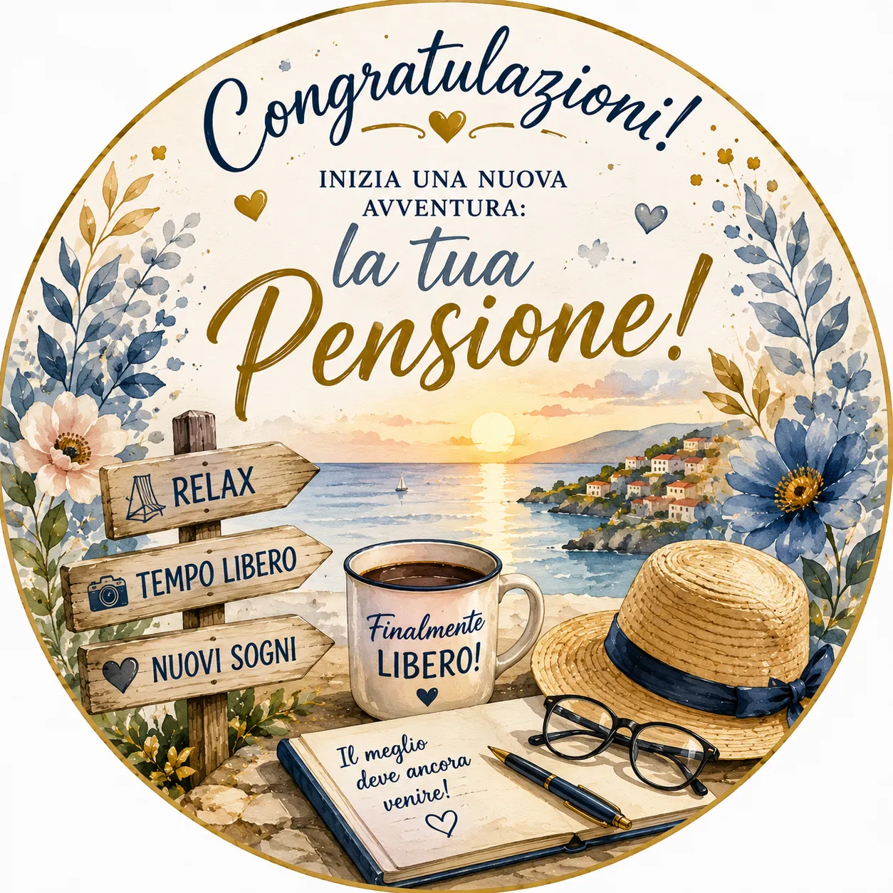Cialda per Torta Personalizzata Rotonda PENSIONE (Img 2)