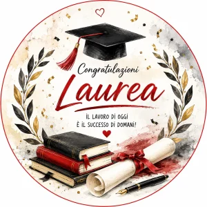 Cialda per Torta Personalizzata Rotonda LAUREA (Img 3)