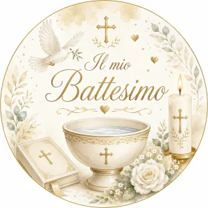 Cialda per Torta Personalizzata Rotonda IL MIO BATTESIMO (Img 3)
