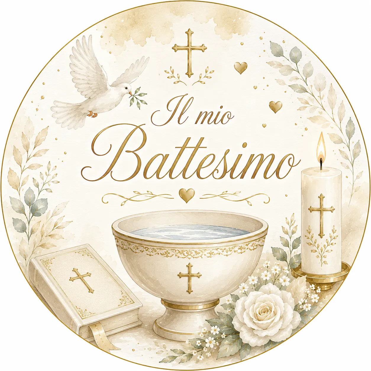 Cialda per Torta Personalizzata Rotonda IL MIO BATTESIMO (Img 3)