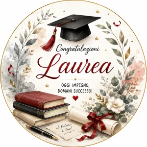 Cialda per Torta Personalizzata Rotonda LAUREA (Img 4)