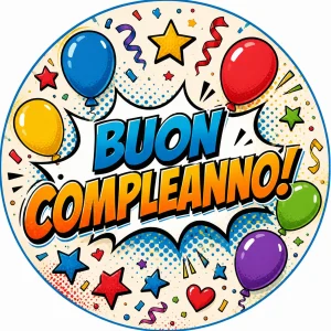 Cialda per Torta BUON COMPLEANNO Personalizzata Rotonda (img 4)