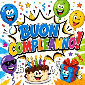 Cialda per Torta Personalizzata Quadrata BUON COMPLEANNO (Img 4)