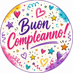 Cialda per Torta BUON COMPLEANNO Personalizzata Rotonda (img 5)