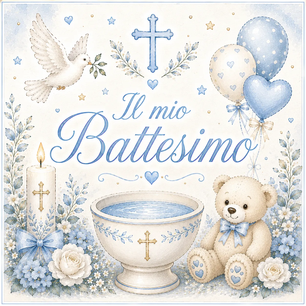 Cialda per Torta Personalizzata Quadrata Battesimo (Img 5)