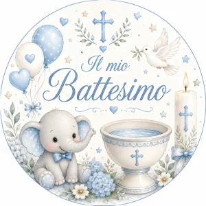Cialda per Torta Personalizzata Rotonda IL MIO BATTESIMO (Img 5)