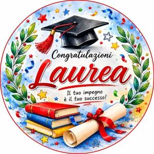 Cialda per Torta Personalizzata Rotonda LAUREA (Img 5)