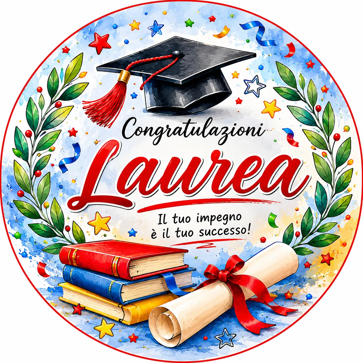 Cialda per Torta Personalizzata Rotonda LAUREA (Img 5)