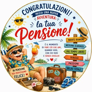 Cialda per Torta Personalizzata Rotonda PENSIONE (Img 5)
