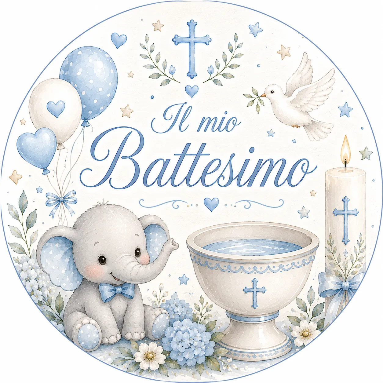 Cialda per Torta Personalizzata Rotonda IL MIO BATTESIMO (Img 4)
