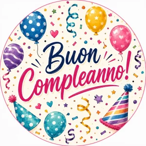 Cialda per Torta BUON COMPLEANNO Personalizzata Rotonda (img 6)
