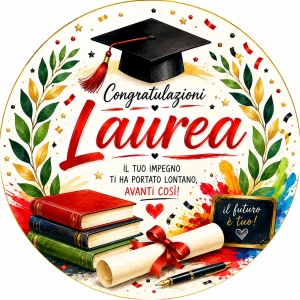Cialda per Torta Personalizzata Rotonda LAUREA (Img 6)