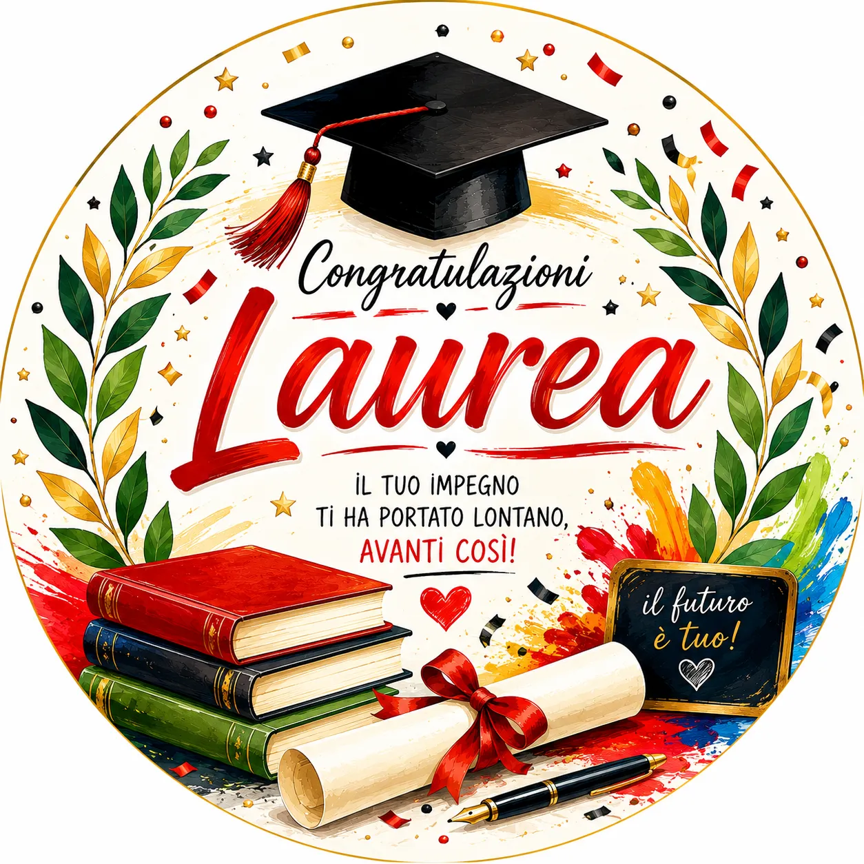 Cialda per Torta Personalizzata Rotonda LAUREA (Img 6)