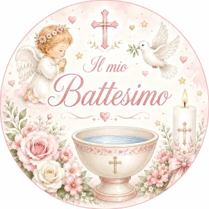 Cialda per Torta Personalizzata Rotonda IL MIO BATTESIMO (Img 6)