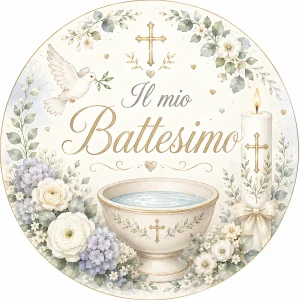 Cialda per Torta Personalizzata Rotonda IL MIO BATTESIMO (Img 7)