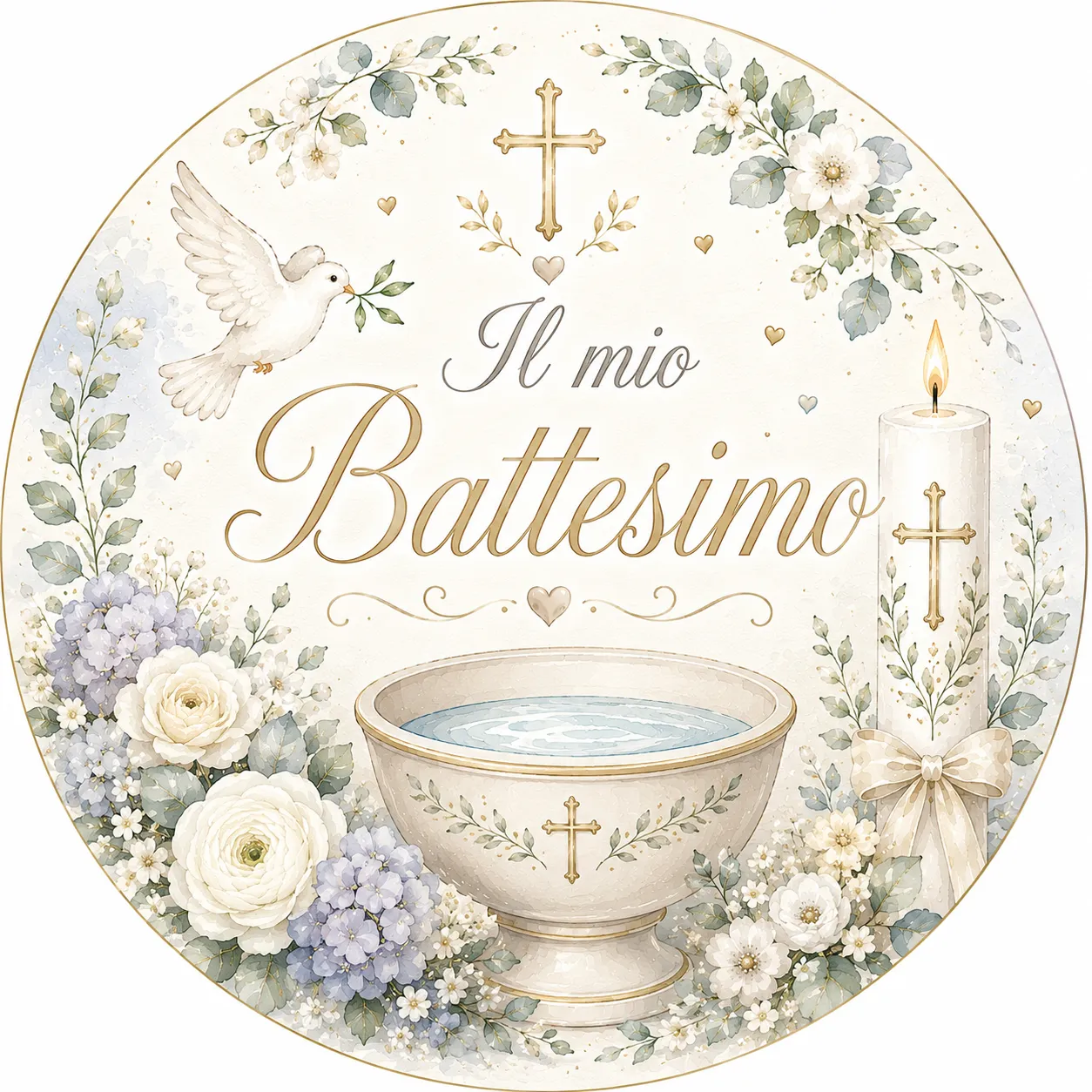 Cialda per Torta Personalizzata Rotonda IL MIO BATTESIMO (Img 7)