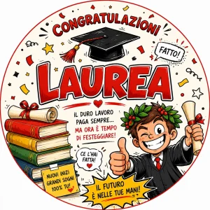 Cialda per Torta Personalizzata Rotonda LAUREA (Img 8)
