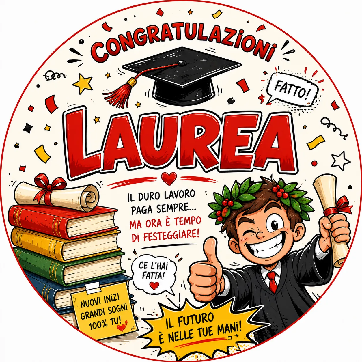 Cialda per Torta Personalizzata Rotonda LAUREA (Img 8)