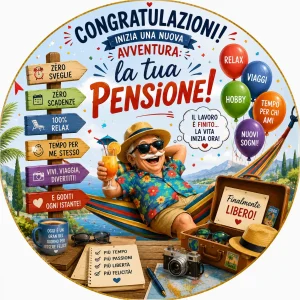 Cialda per Torta Personalizzata Rotonda PENSIONE (Img 8)