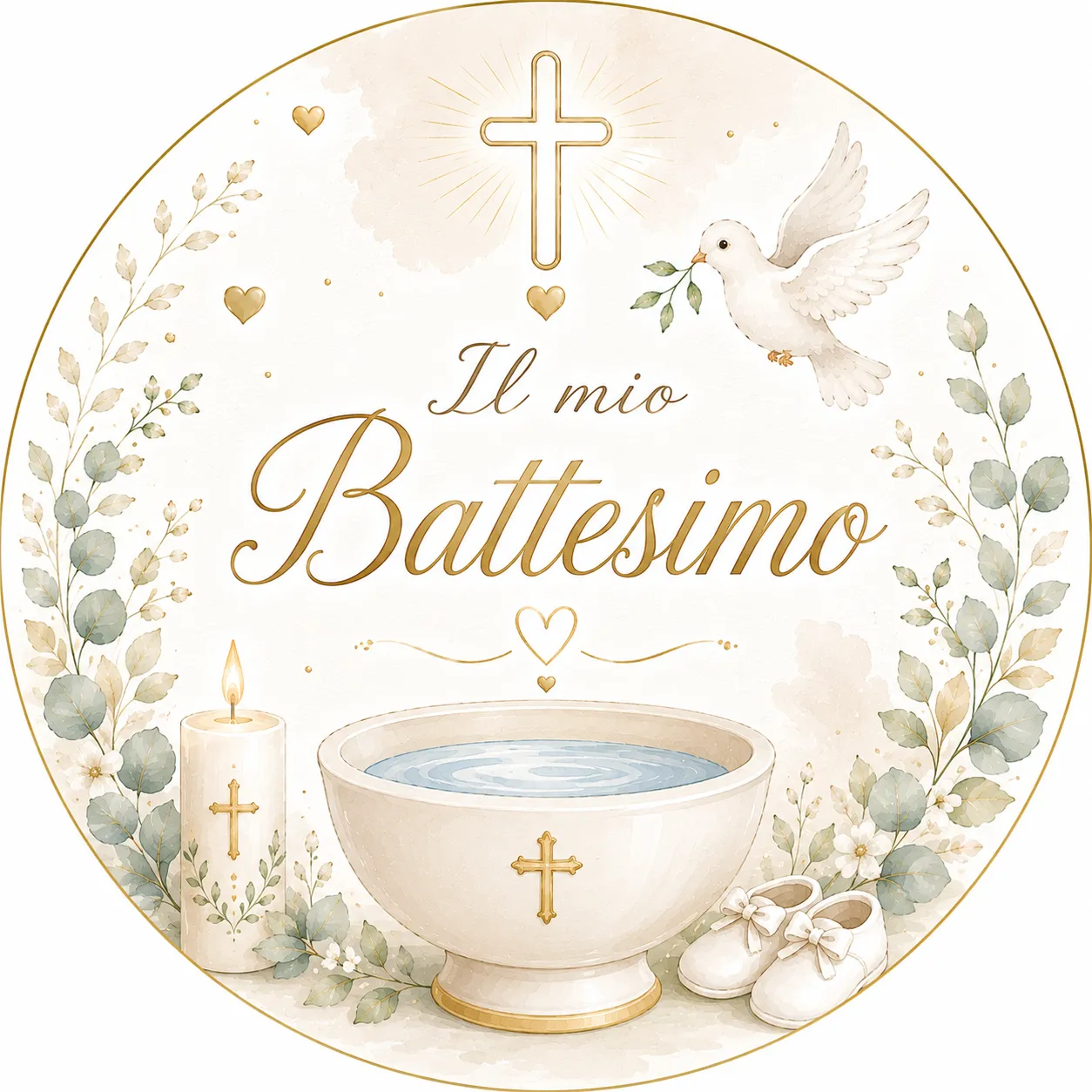 Cialda per Torta Personalizzata Rotonda IL MIO BATTESIMO (Img 8)