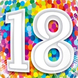 Cialda per Torta 18° Compleanno Lui & Lei Occasioni Speciali Decorazione alimentare Senza Glutine Topper Cake (Quadrata) img 11 (Ostia, 18 x 18 cm)