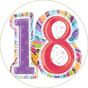 Cialda per Torta 18° Compleanno Lui & Lei Occasioni Speciali Decorazione alimentare Senza Glutine Topper Cake (Rotonda) img 10 (Pasta di zucchero, 16 cm)