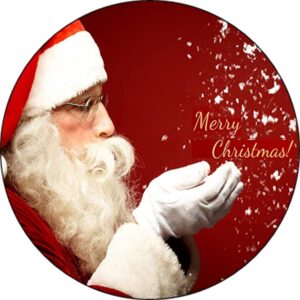 Cialda per Torta Buon Natale BABBO NATALE topper cake senza glutine rotondo 10 (Ostia, 20 cm)