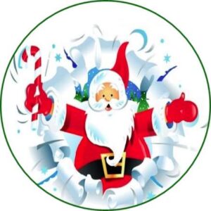 Cialda per Torta Buon Natale BABBO NATALE topper cake senza glutine rotondo 7 (Ostia, 18 cm)