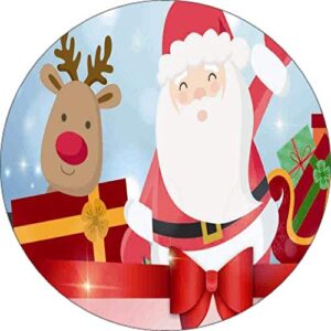 Cialda per Torta Buon Natale BABBO NATALE topper cake senza glutine rotondo 9 (Ostia, 18 cm)