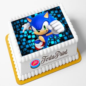 Cialda per Torta SONIC decorazione alimentare personalizzabile quadrato IMG 3
