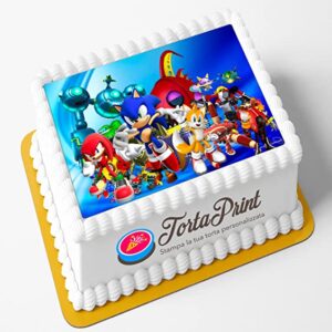 Cialda per Torta SONIC decorazione alimentare personalizzabile quadrato IMG 4