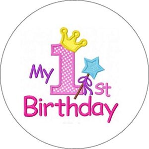 Cialda per torta 1° Primo Compleanno Decorazione alimentare personalizzabile Senza Glutine Topper Cake Design (Formato rotondo)