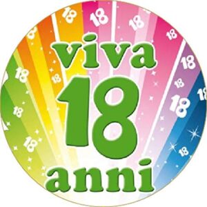 Cialda per torta 18° Compleanno Lui & Lei Occasioni Speciali Decorazione alimentare personalizzabile Gluten free Topper Cake Design (Rotonda) img 8