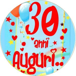 Cialda per torta 30° Compleanno Lui & Lei Occasioni Speciali Decorazione alimentare personalizzabile Gluten free Topper Cake Design (Rotonda) img 9