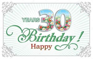 Cialda per torta 30° Compleanno Lui & Lei Occasioni Speciali Decorazione alimentare senza glutine Topper Cake (Rettangolare) img 6 (Ostia, 25 x 15 cm)