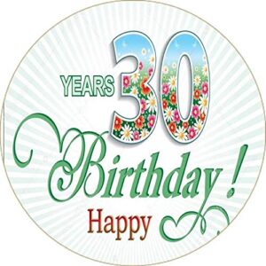 Cialda per torta 30° Compleanno Lui & Lei Occasioni Speciali Decorazione alimentare senza glutine Topper Cake (Rotonda) img 12 (Pasta di zucchero, 16 cm)