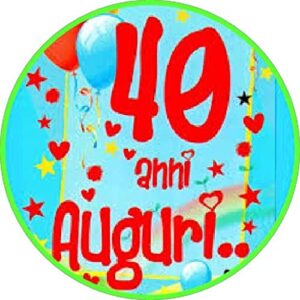 Cialda per torta 40° Compleanno Lui & Lei Occasioni Speciali Decorazione alimentare personalizzabile Gluten free Topper Cake Design (Rotonda) img 1