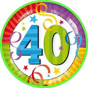 Cialda per torta 40° Compleanno Lui & Lei Occasioni Speciali Decorazione alimentare senza glutine Topper Cake (Rotonda) img 4 (Pasta di zucchero, 20 cm)