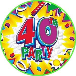 Cialda per torta 40° Compleanno Lui & Lei Occasioni Speciali Decorazione alimentare senza glutine Topper Cake (Rotonda) img 2 (Pasta di zucchero, 16 cm)