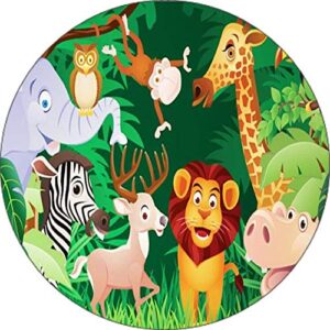 Cialda per torta ANIMALI GIUNGLA decorazione alimentare senza glutine personalizzazione grafica inclusa topper cake rotondo 4